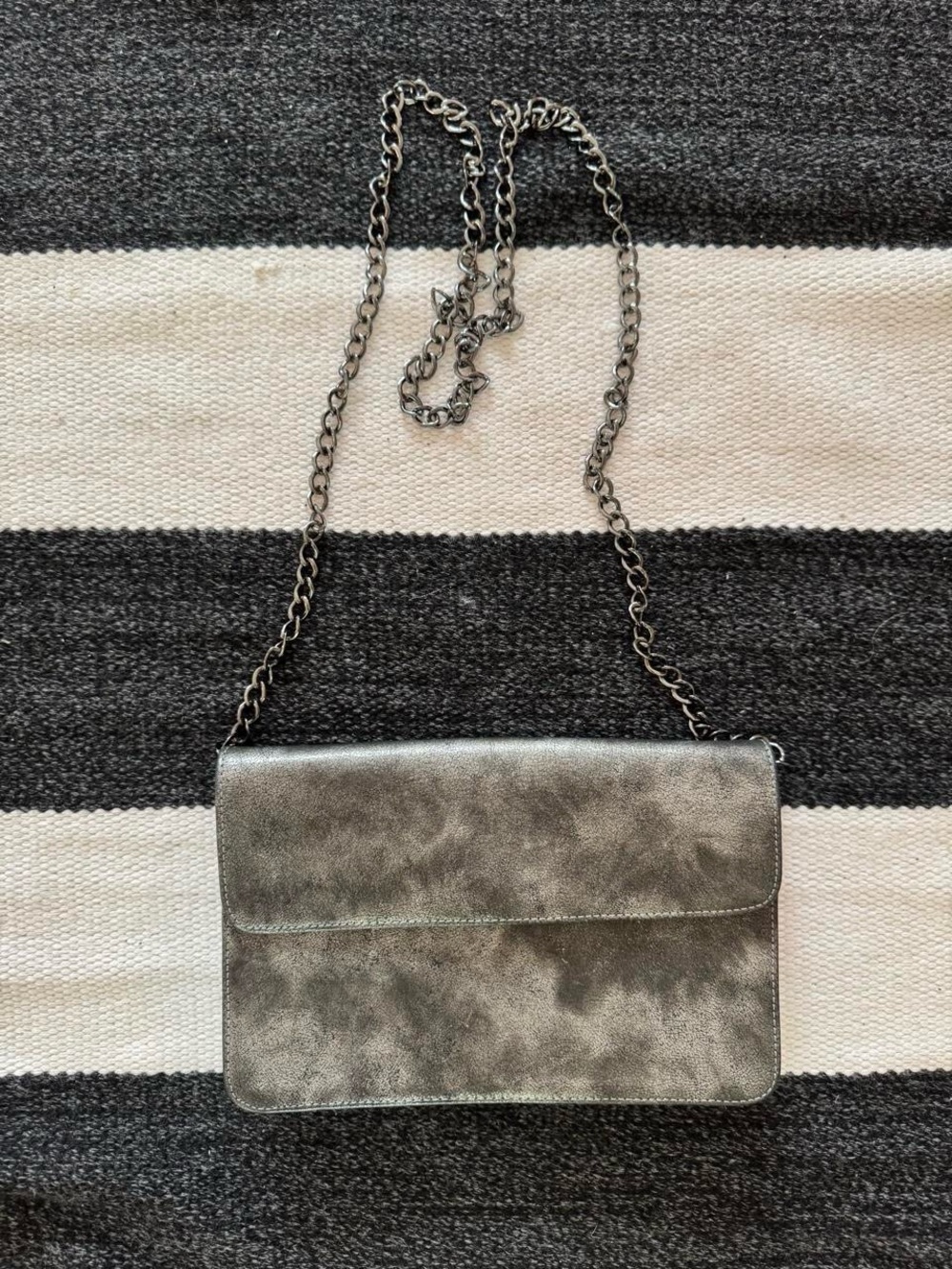 Unk Metallic Pewter Crossbody Bag - Silver